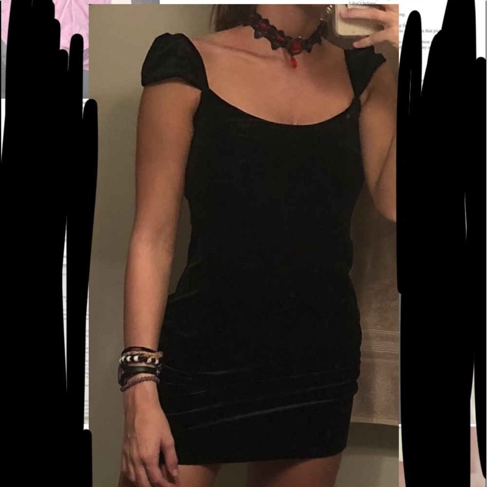 Black velvet mini dress